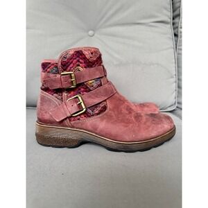 Bionica Women's Elba Ankle Snow Boots Red Multicolor Size 8M Fall Winter Casual